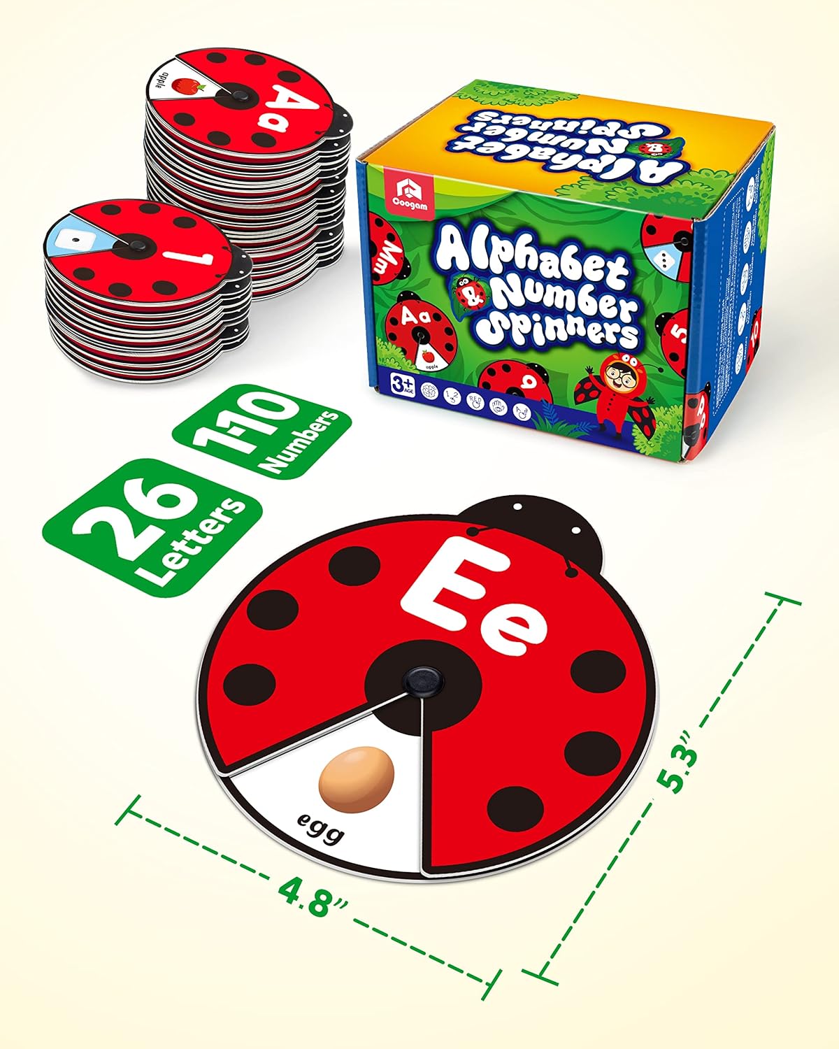Thumbnail 5 de Coogam Jouet d'apprentissage interactif ABC — cartes coccinelles Montessori pour bébés 3–5 ans