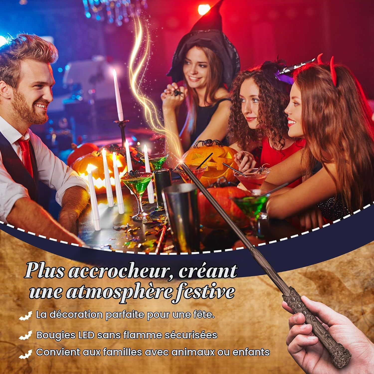 Detalle 2 de CHLDYCST Floating Candles with Wand – 10 drijvende led-kaarsen met afstandsbediening