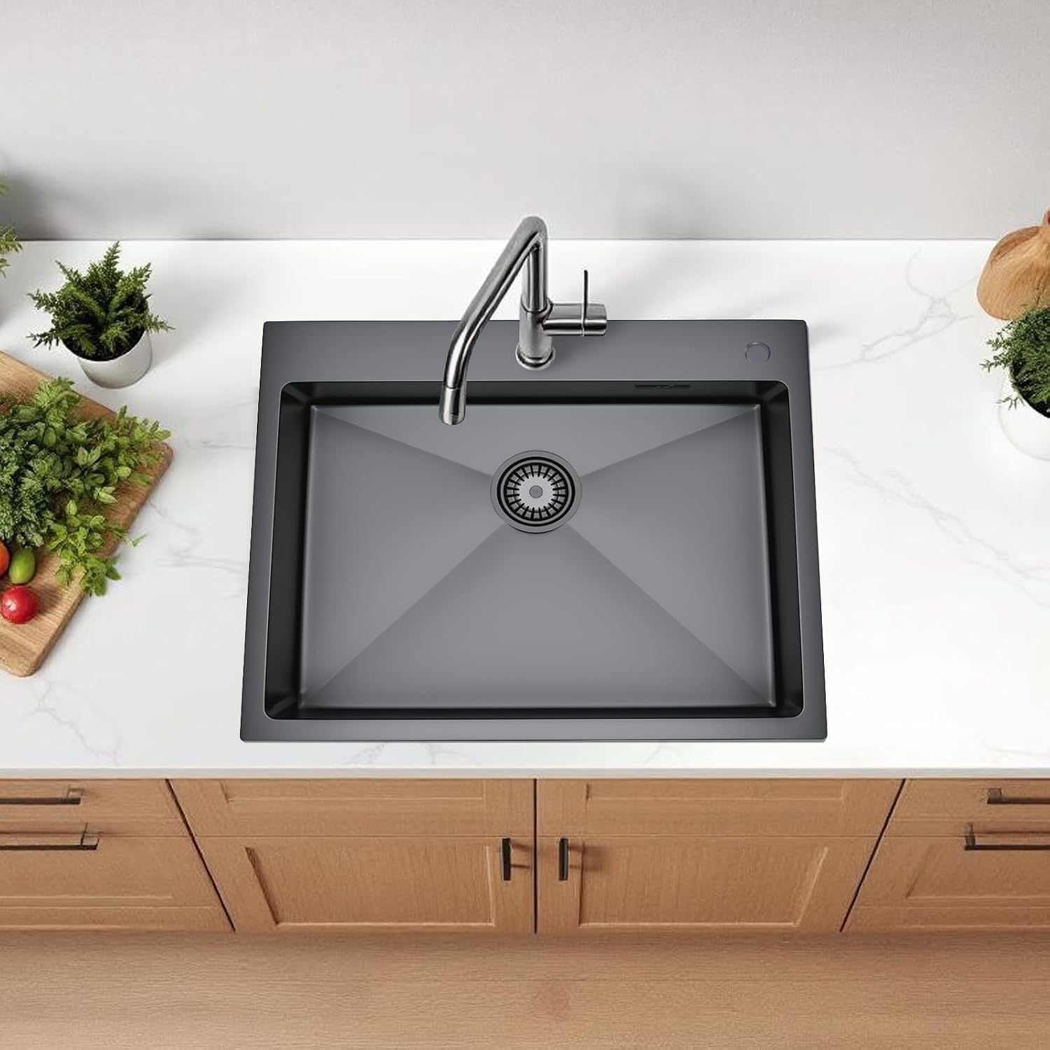 Detalle de Lavello Cucina 55 x 45 cm con 1 Vasca in Acciaio Inox e Set di Drenaggio
