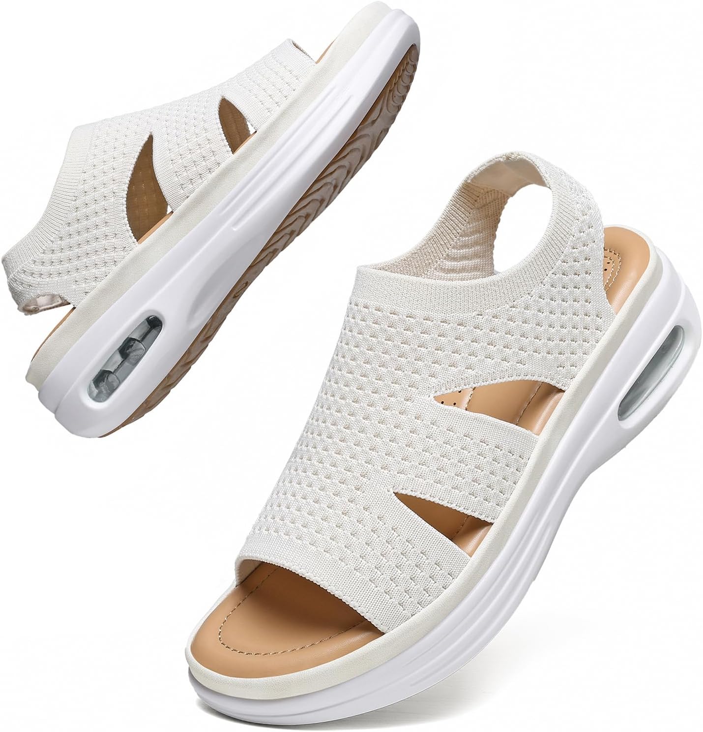 Detalle de Hanani Air Cushion Walking Sandals with Elastic Slingback – Lightweight Open-Toe Summer Shoes