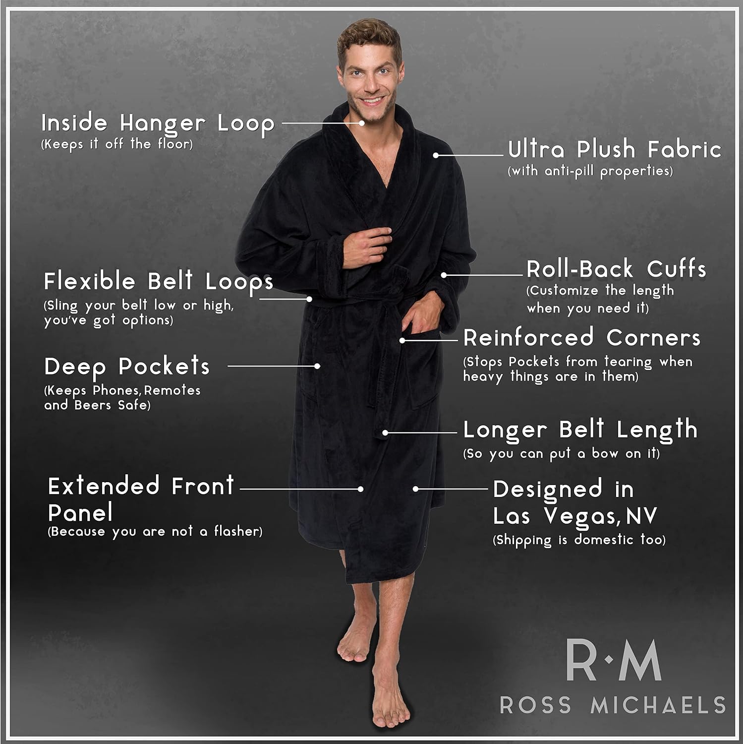 Thumbnail 4 de Ross Michaels Robe Mid Length Plush Fleece 42"