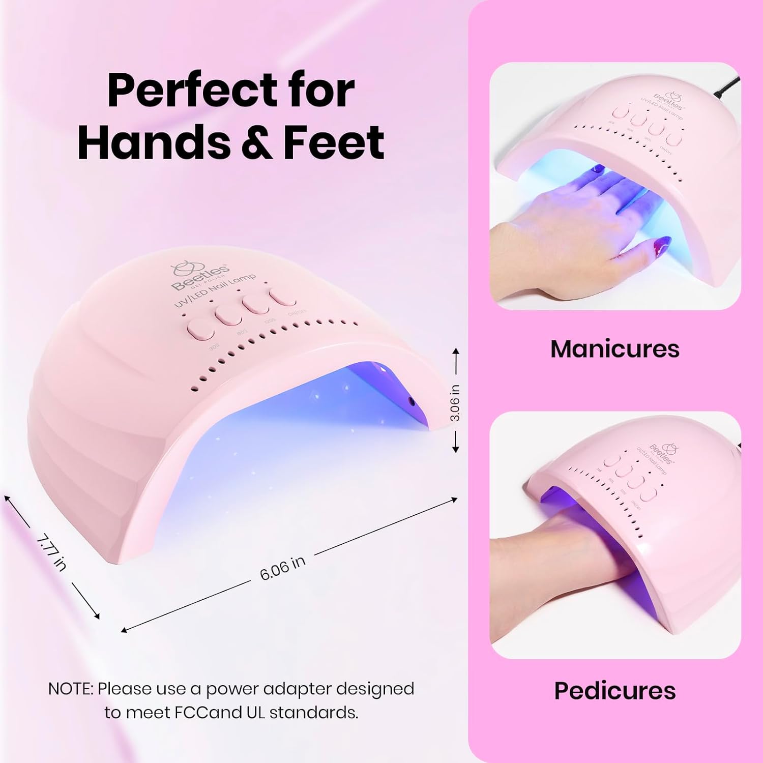 Thumbnail 4 de Beetles UV Nail Lamp (LED) with 3 Timers 30/60/120s and Smart Auto Sensor for Gel Polish, Pink