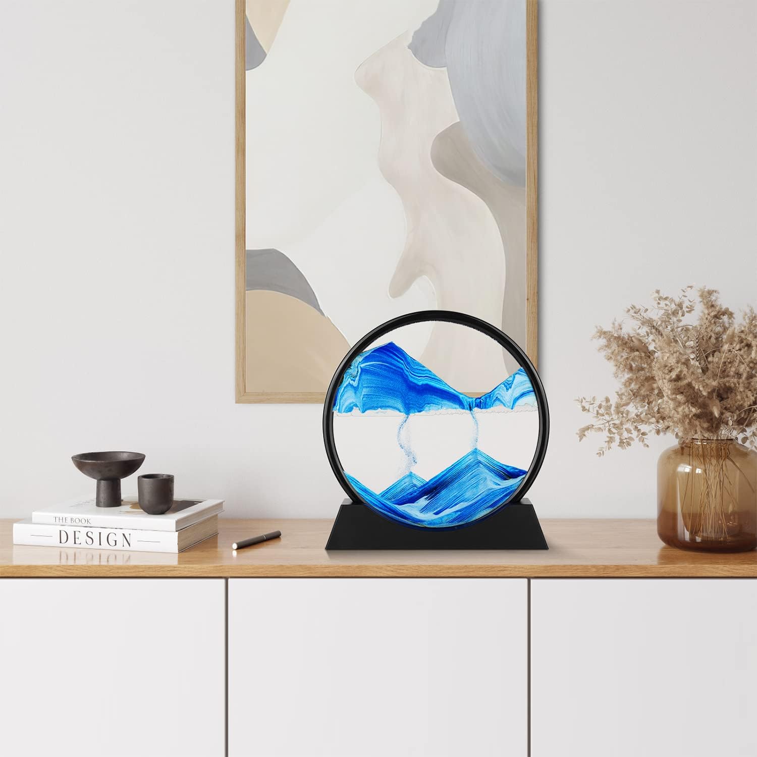 Thumbnail 4 de Herecanli Moving Sand Art Picture - 3D Quicksand Round Glass (Blue, 7 in)