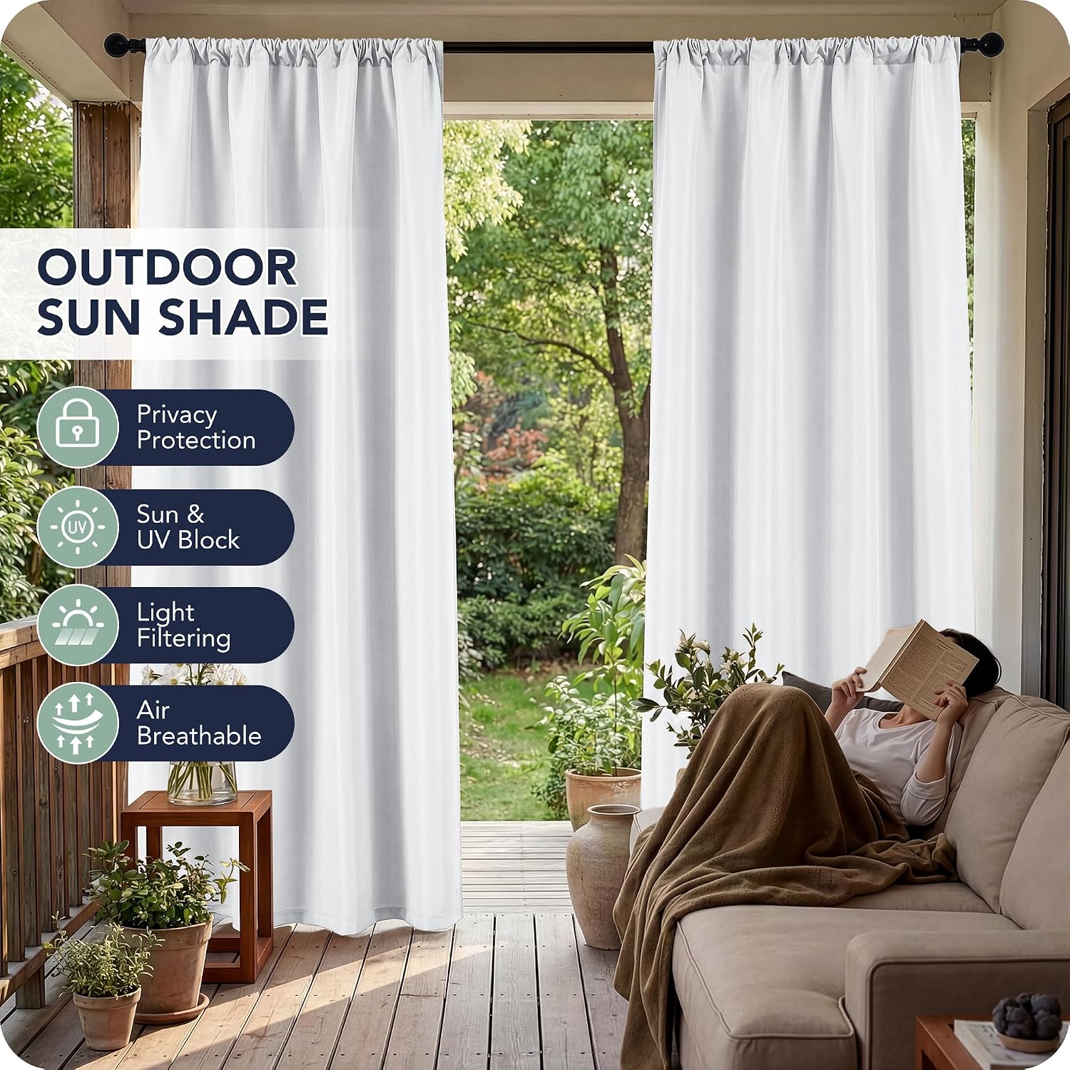Detalle de RichSets Outdoor Curtains, 54 x 120 Inch