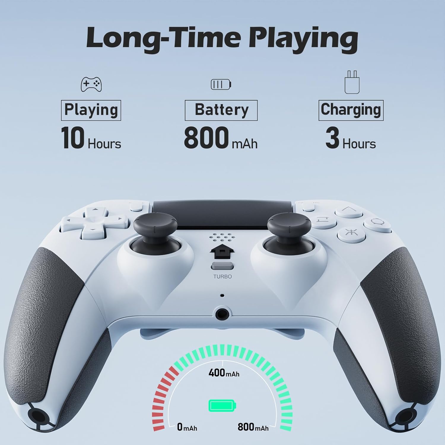 Thumbnail 5 de CHEREEKI Wireless PS4 Controller compatible with PS4 Pro / Slim / and PS-4 – with vibration, turbo and 3.5mm audio jack (White)