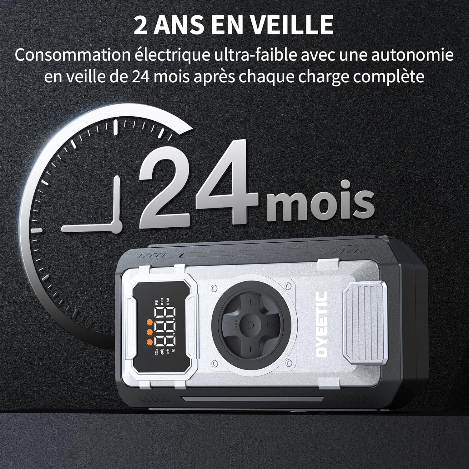 Thumbnail 5 de Dyeetic Booster Batterie Voiture 12 V avec compresseur à air 6000 A, écran LCD