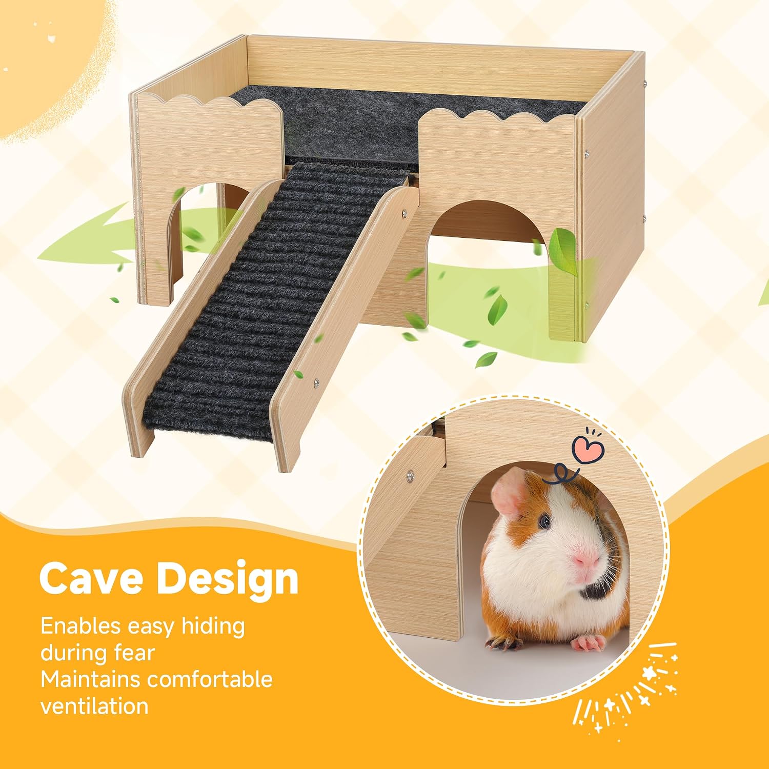 Thumbnail 2 de Guinea Pig Castle: Large Wooden Hideout with Stairs for Small Pets