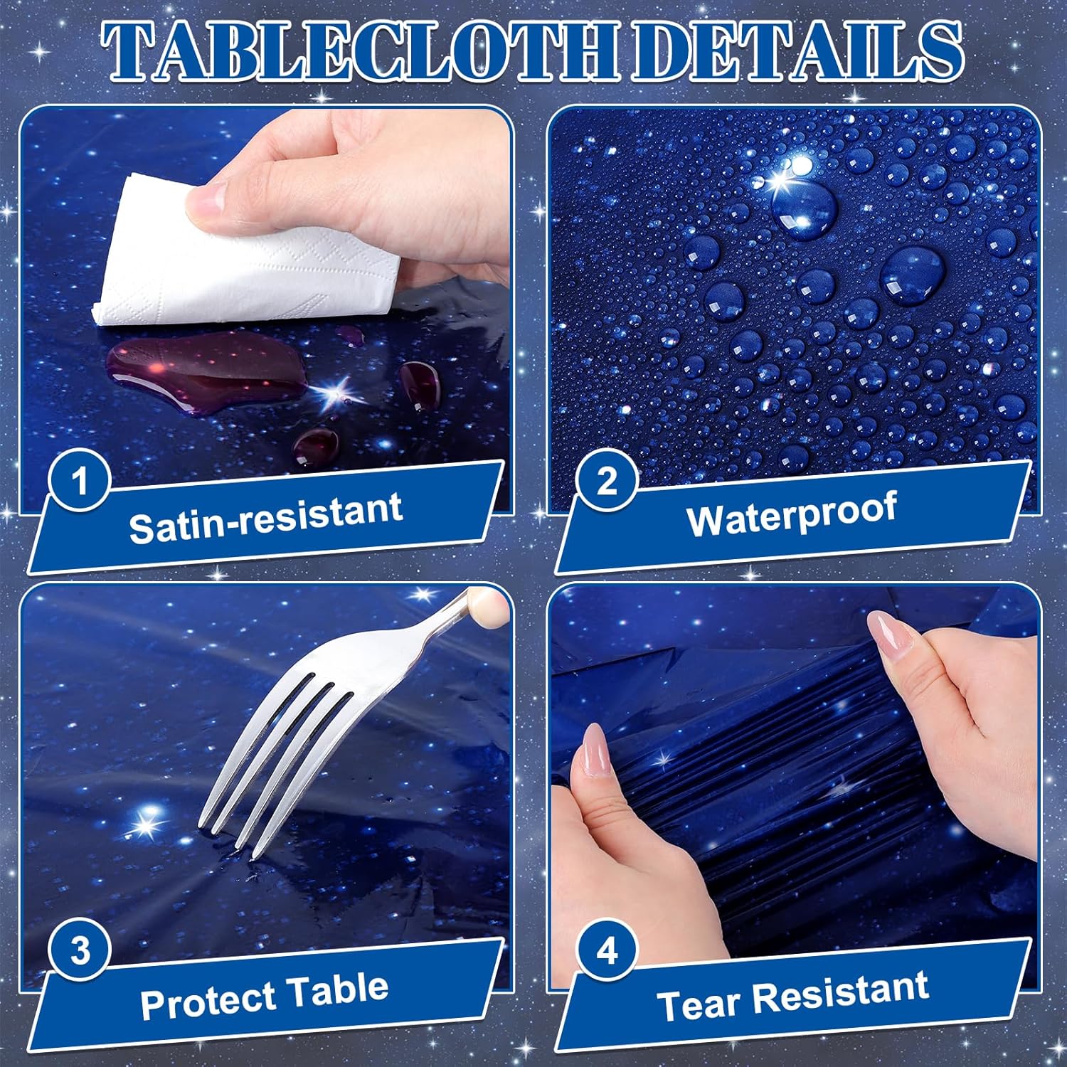 Thumbnail 4 de NatNarr 3-Pack Plastic Space Tablecloths (54 x 108 in) Waterproof Galaxy Star Party Table Covers