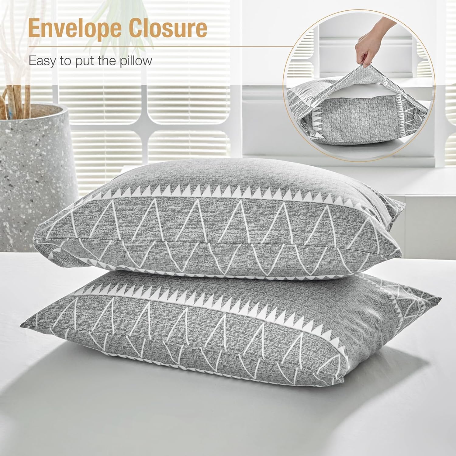 Thumbnail 5 de Lekesky Duvet Cover Double Size with Triangle Pattern – Ultra‑Soft Microfibre Bedding