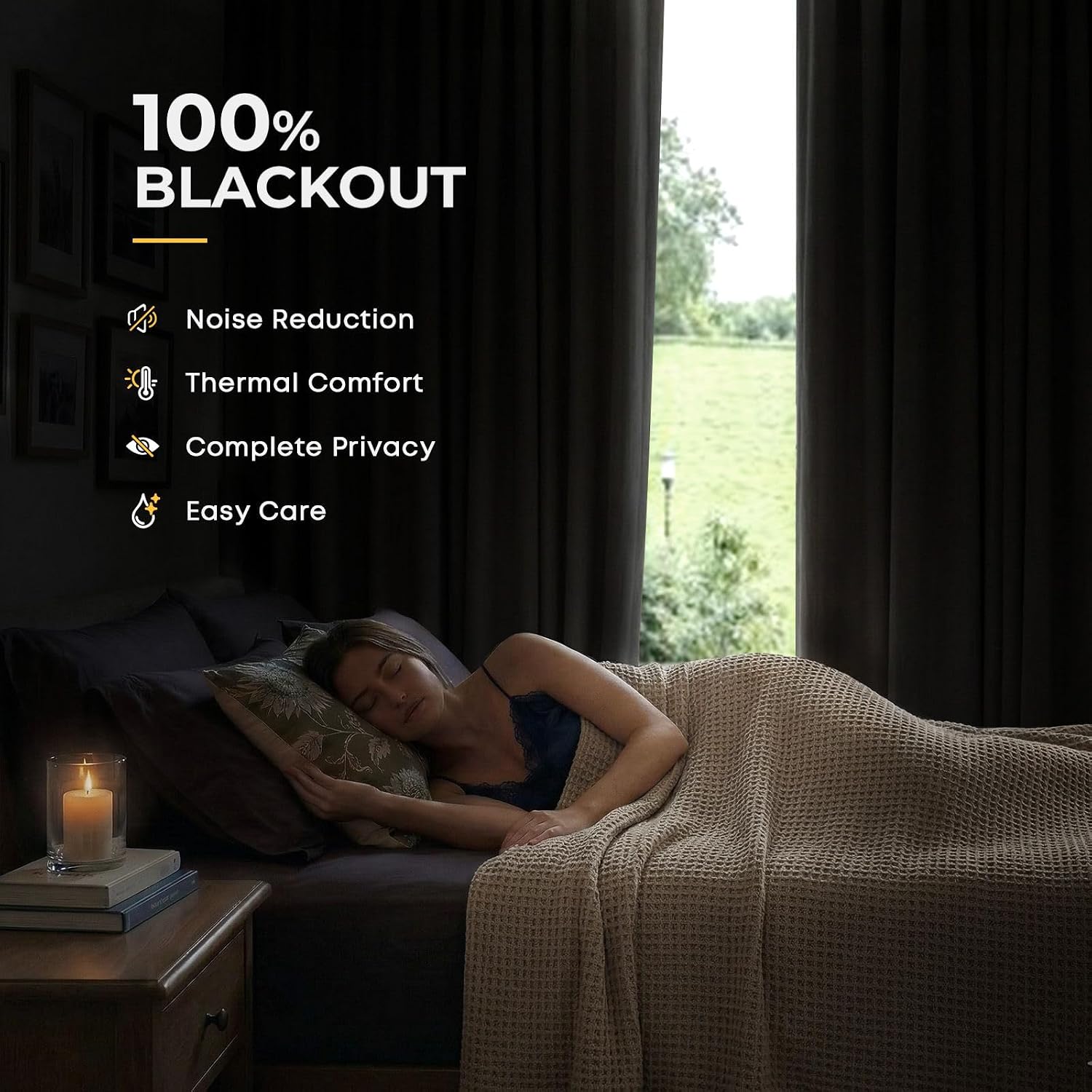 Detalle de INOVADAY Blackout Curtains, 84-Inch Length