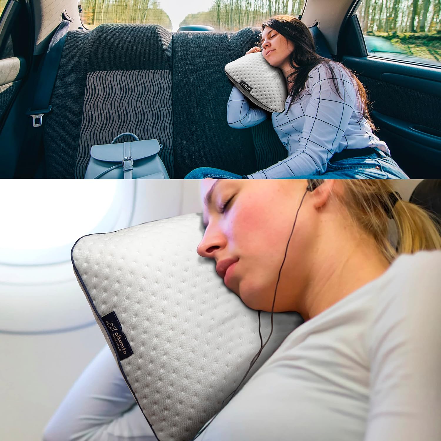 Thumbnail 3 de alkamto Reisekissen – Campingkissen aus Memory-Schaum mit temperaturregulierendem Bezug