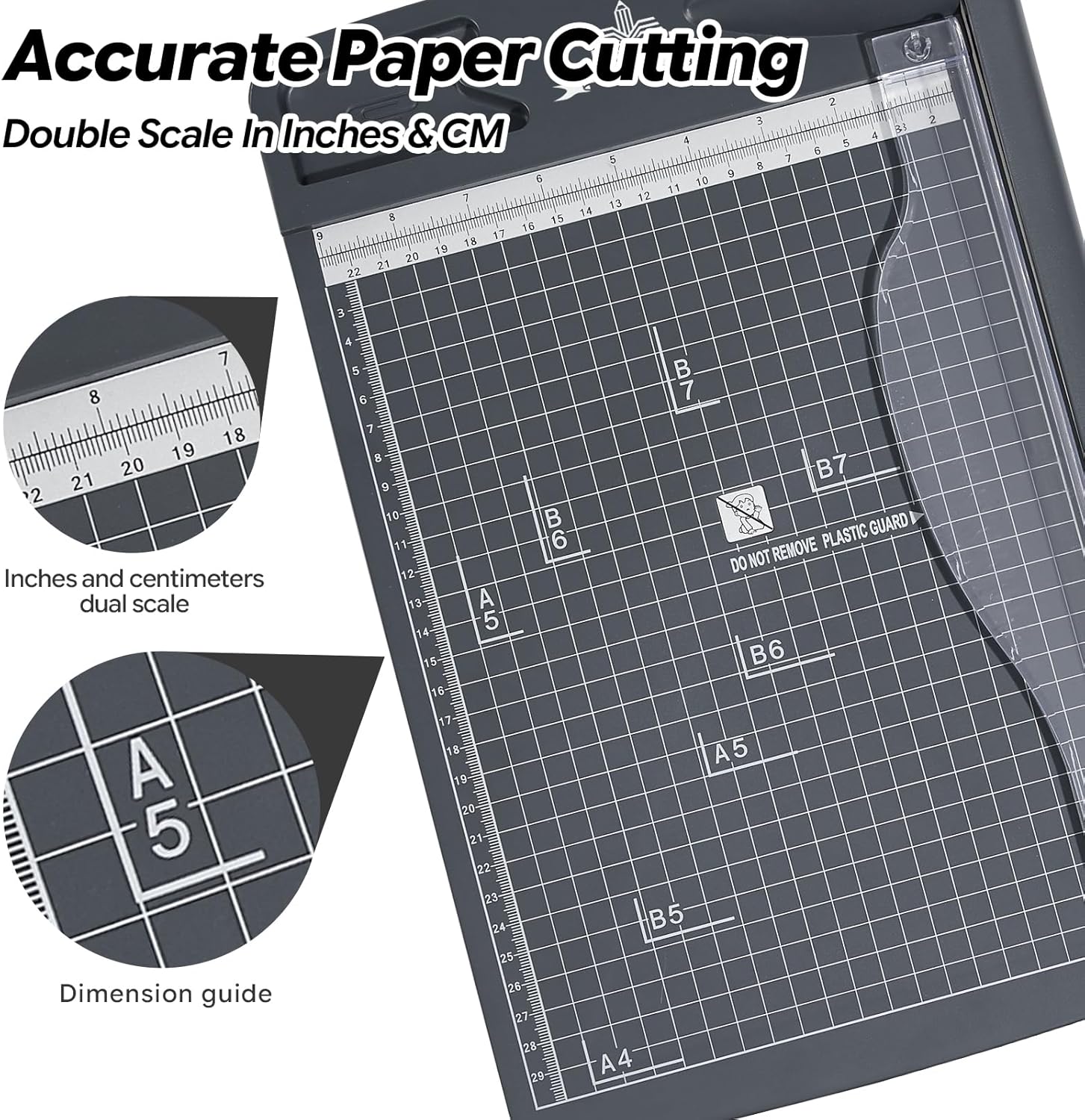 Thumbnail 3 de JIELISI Papierschneider manuell mit Hebel, bis 80 g/m² (A4) & 12 Blatt Schneidleistung – dunkelgrau