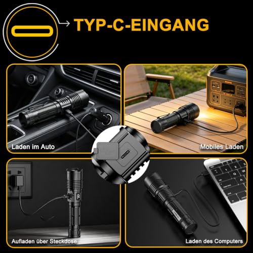 Thumbnail 4 de BEYSTE Taschenlampe LED Aufladbar 1000000 Lumen Extrem Hell – kompakt, flexibel, robust