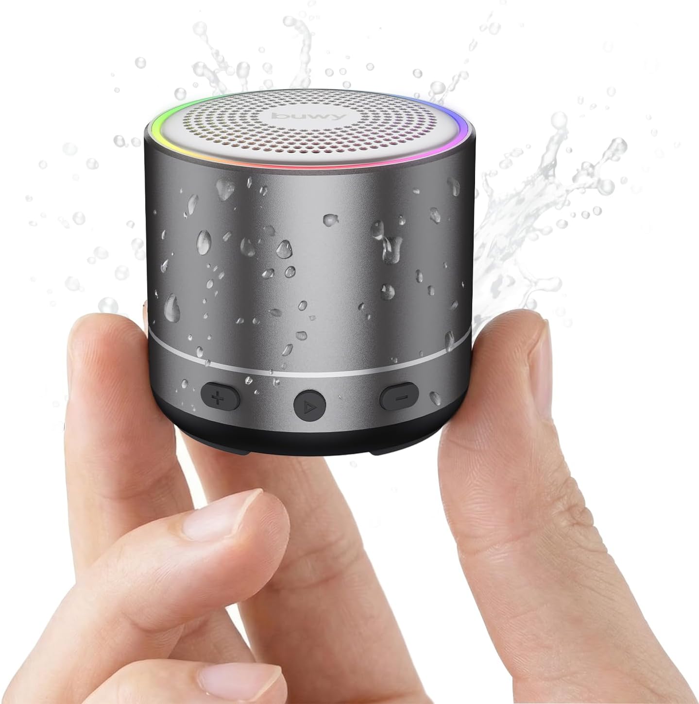 Detalle de buwy Mini Bluetooth-Lautsprecher – 83 g, IPX7, Bluetooth 5.4, RGB-Lichteffekte
