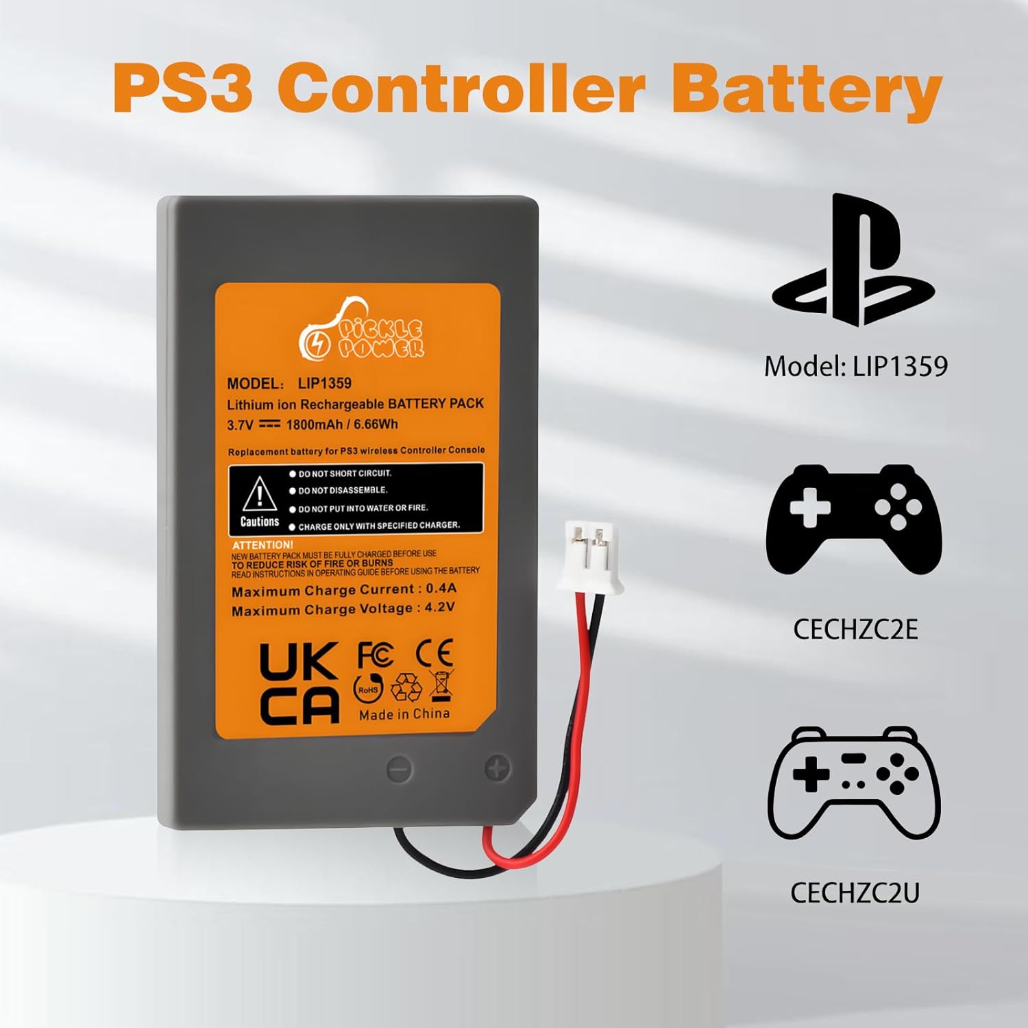 Detalle 2 de Pickle Power LIP1359 1800mAh PS3 Controller Battery