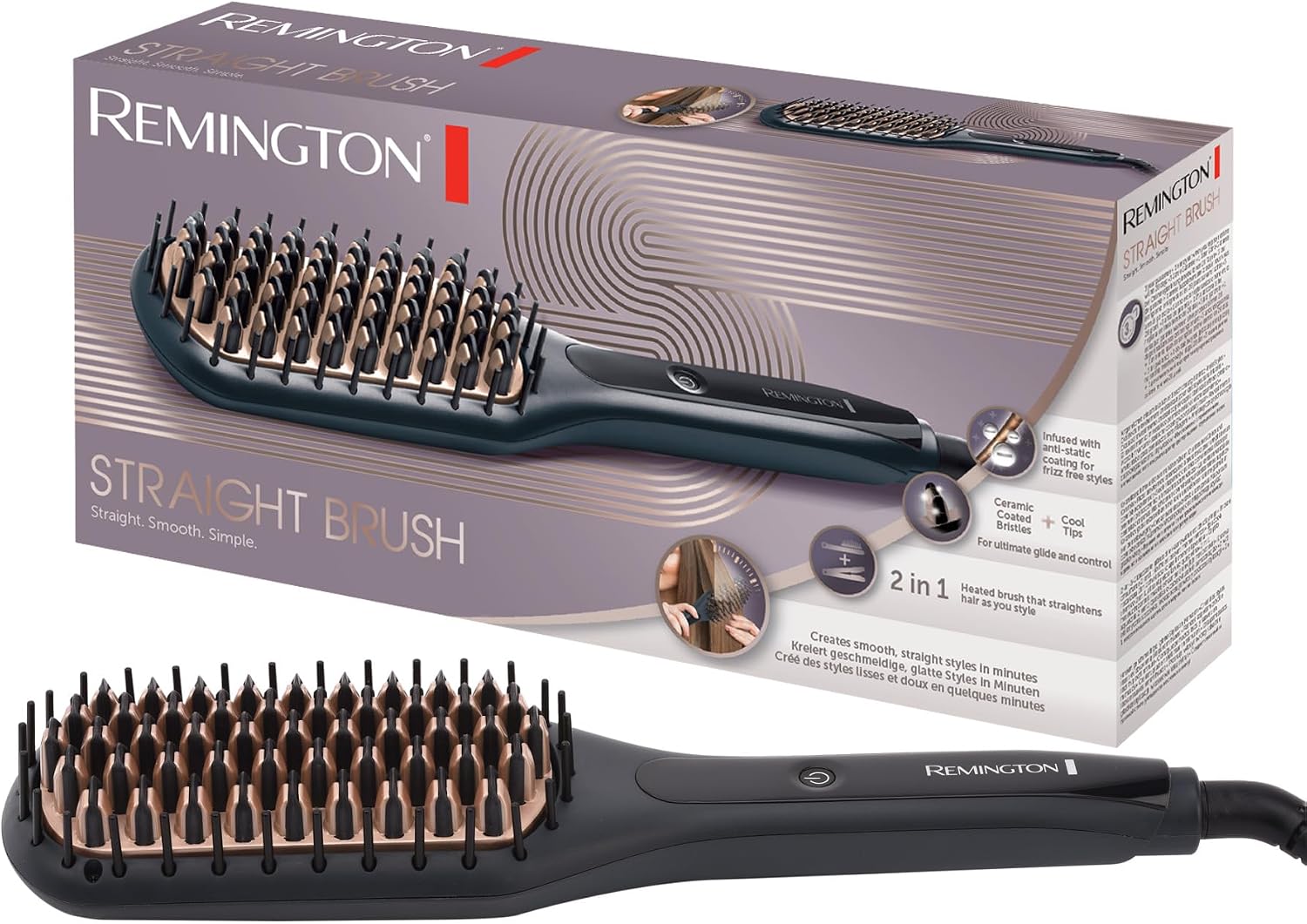 Detalle de Remington Glättbürste CB7400 2in1: Glätteisen und Haarbürste für effizientes Styling