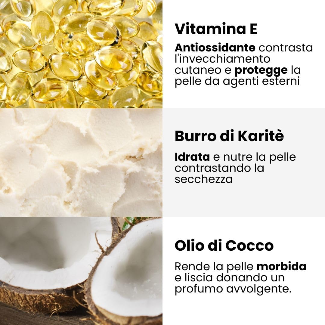Detalle de Enooso Docciaschiuma Solido Nutriente COCCO e VANIGLIA – 80 g, vegan & artigianale, Made in Italy