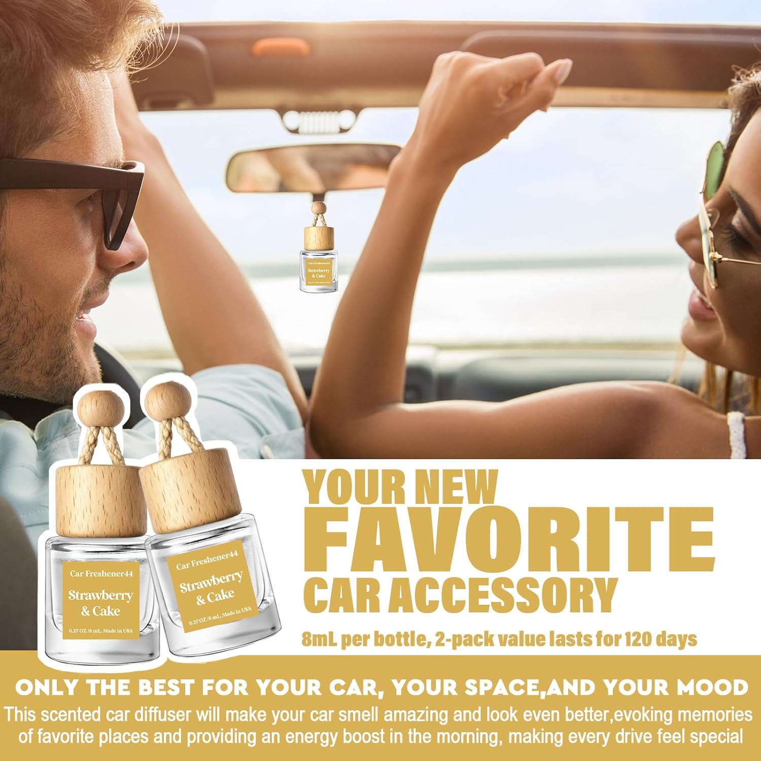 Thumbnail 2 de HoogaLife Car Air Freshener Diffuser 2 Pack – Strawberry Pound Cake