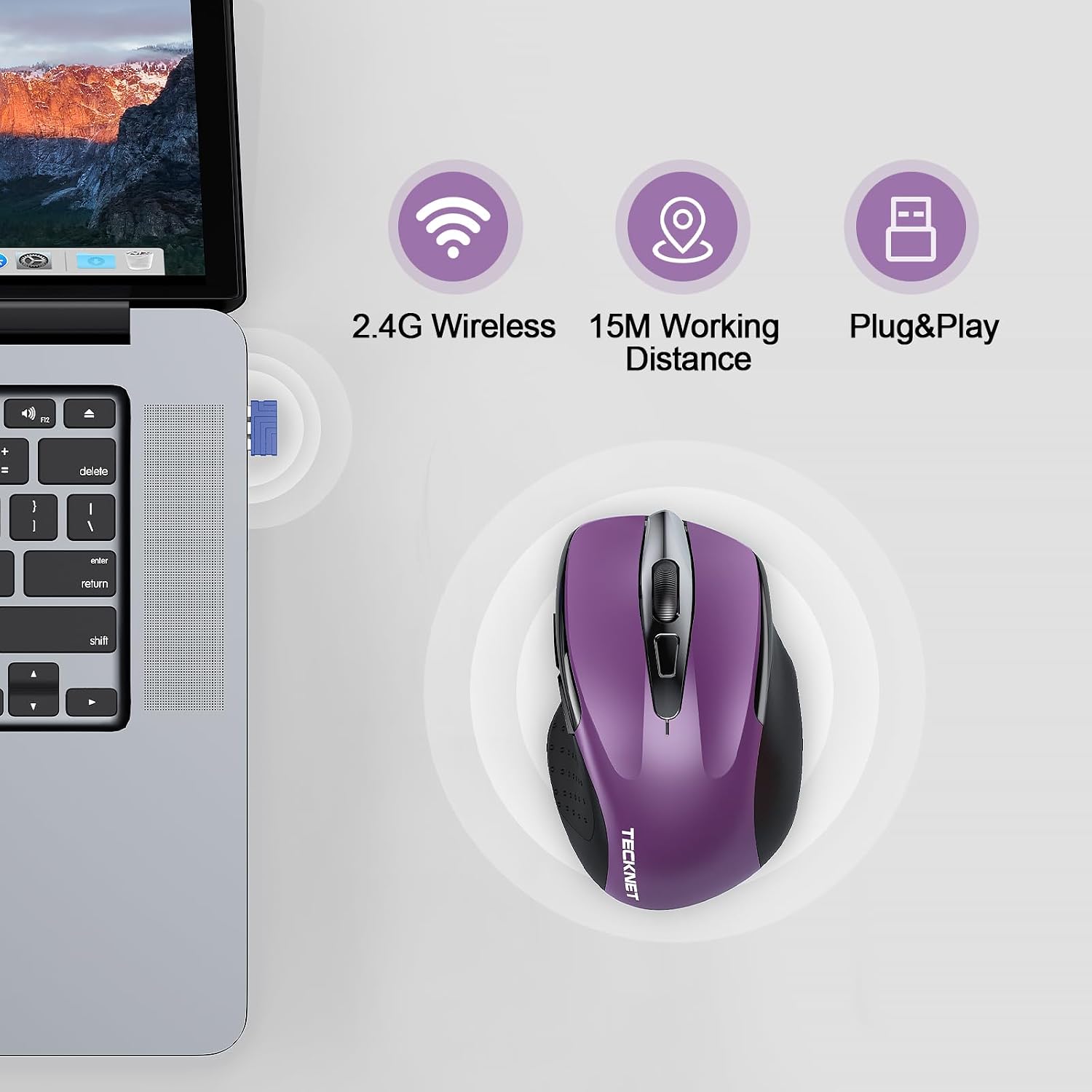 Detalle de TECKNET Rechargeable Wireless Mouse 4800DPI