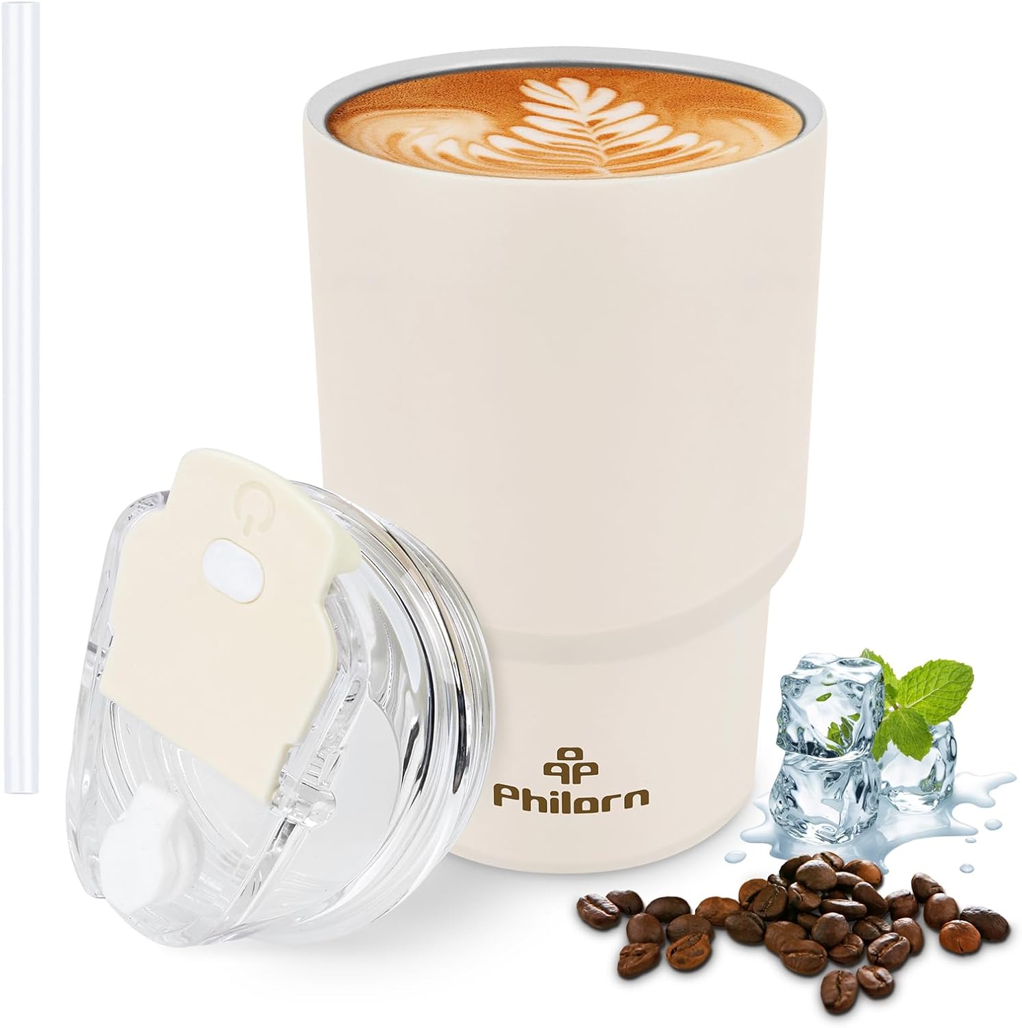Detalle de PHILORN 92CM-SI-9WP thermobeker van 400 ml, dubbelwandig, wit