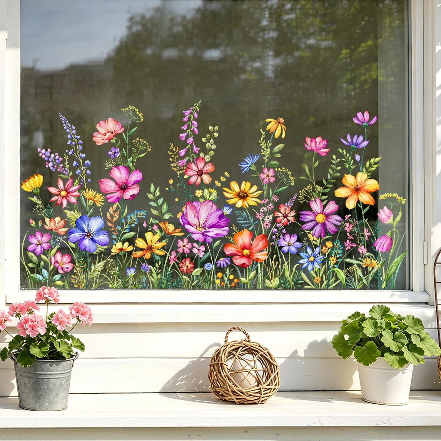 Thumbnail 6 de Supzone Flower Window Stickers 100 x 50 cm: Double-Sided Floral Clings for Glass and Mirrors