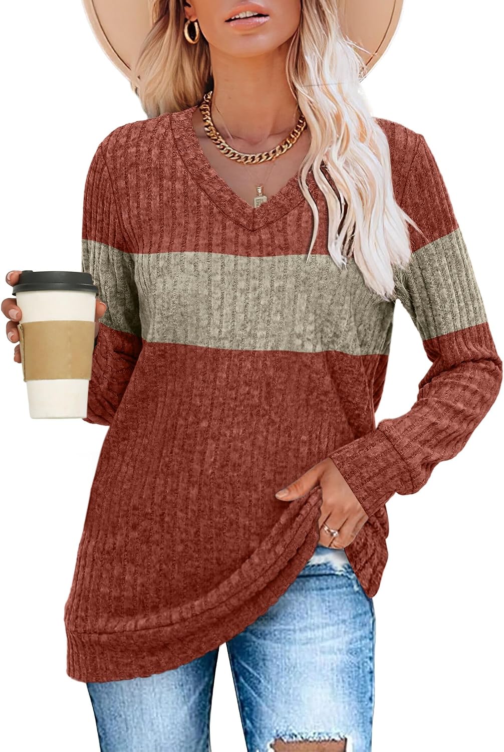 Detalle de Sampeel Women's V-Neck Tunic Top