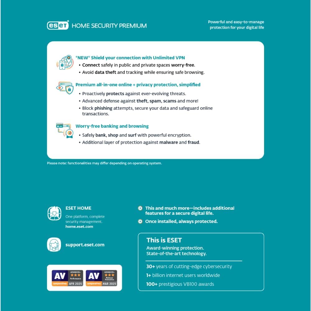 Thumbnail 1 de ESET Home Security Premium (2025 Edition) – 10 Devices, 1 Year, with Unlimited VPN & Privacy Protection