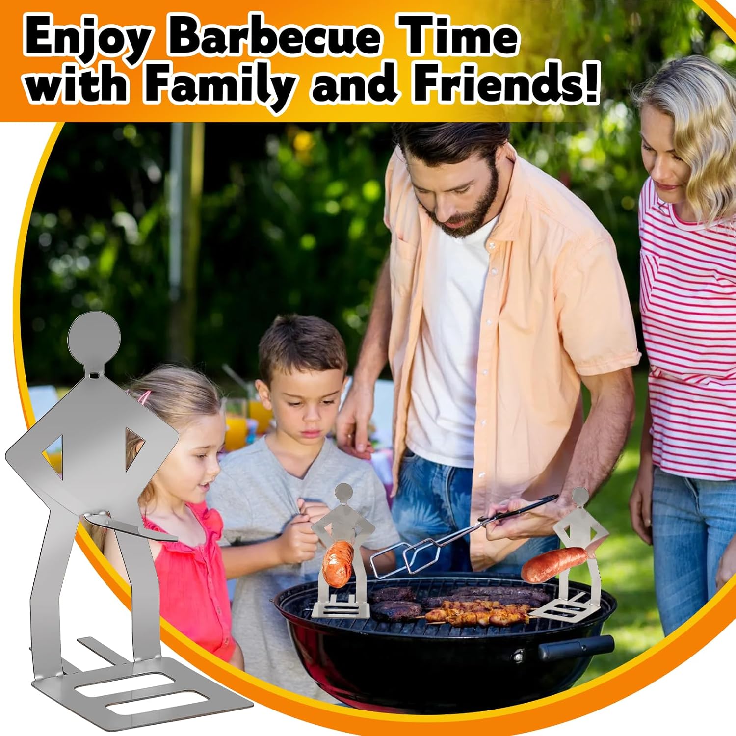 Thumbnail 6 de 3 strumenti divertenti per barbecue: forchetta, supporto per salsicce in acciaio inossidabile e accessori per grigliare all'aperto