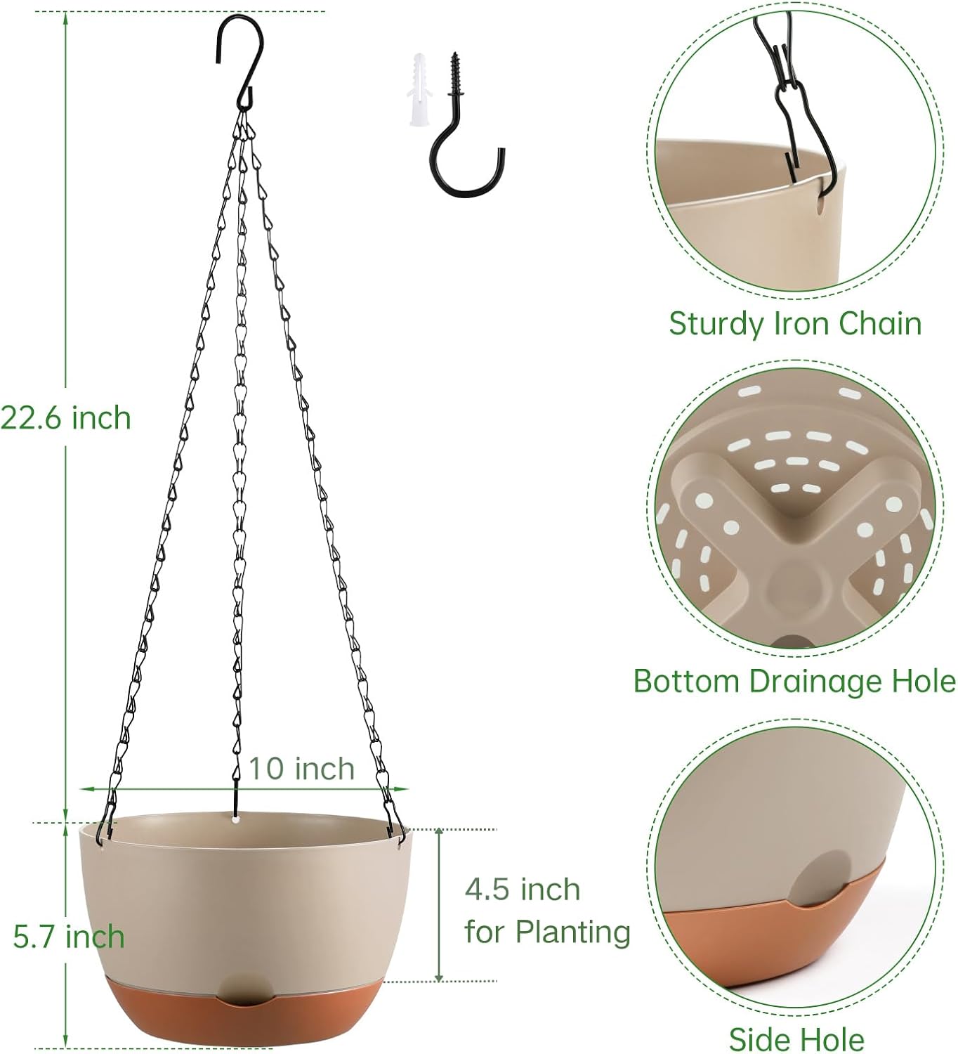 Detalle de Kvetto Hanging Planters, 10-Inch