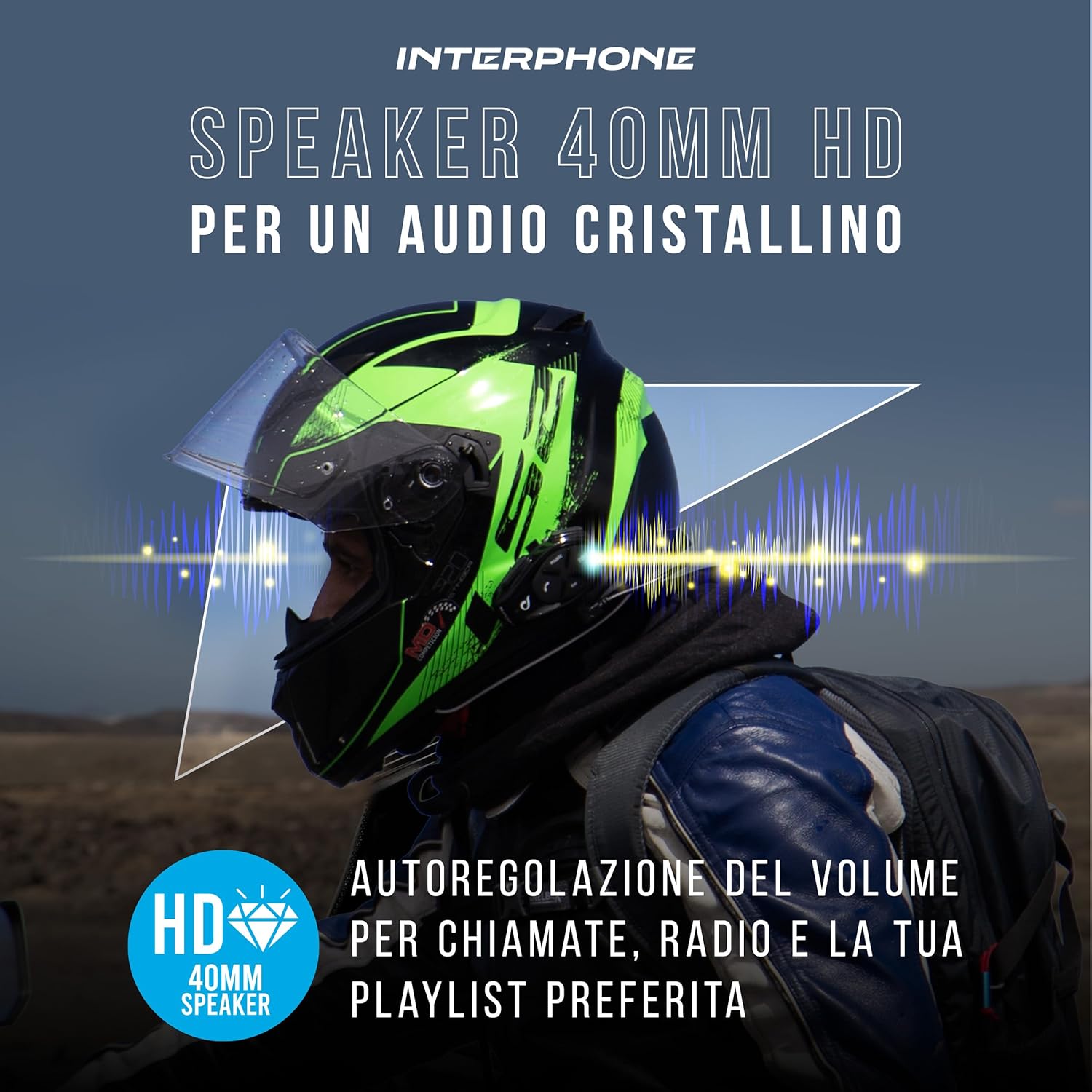 Detalle de INTERPHOSPORTHDTP – Hochwertige 40 mm High-Fidelity Kopfhörer mit DSP, Sprachbefehlen und Bluetooth Intercom