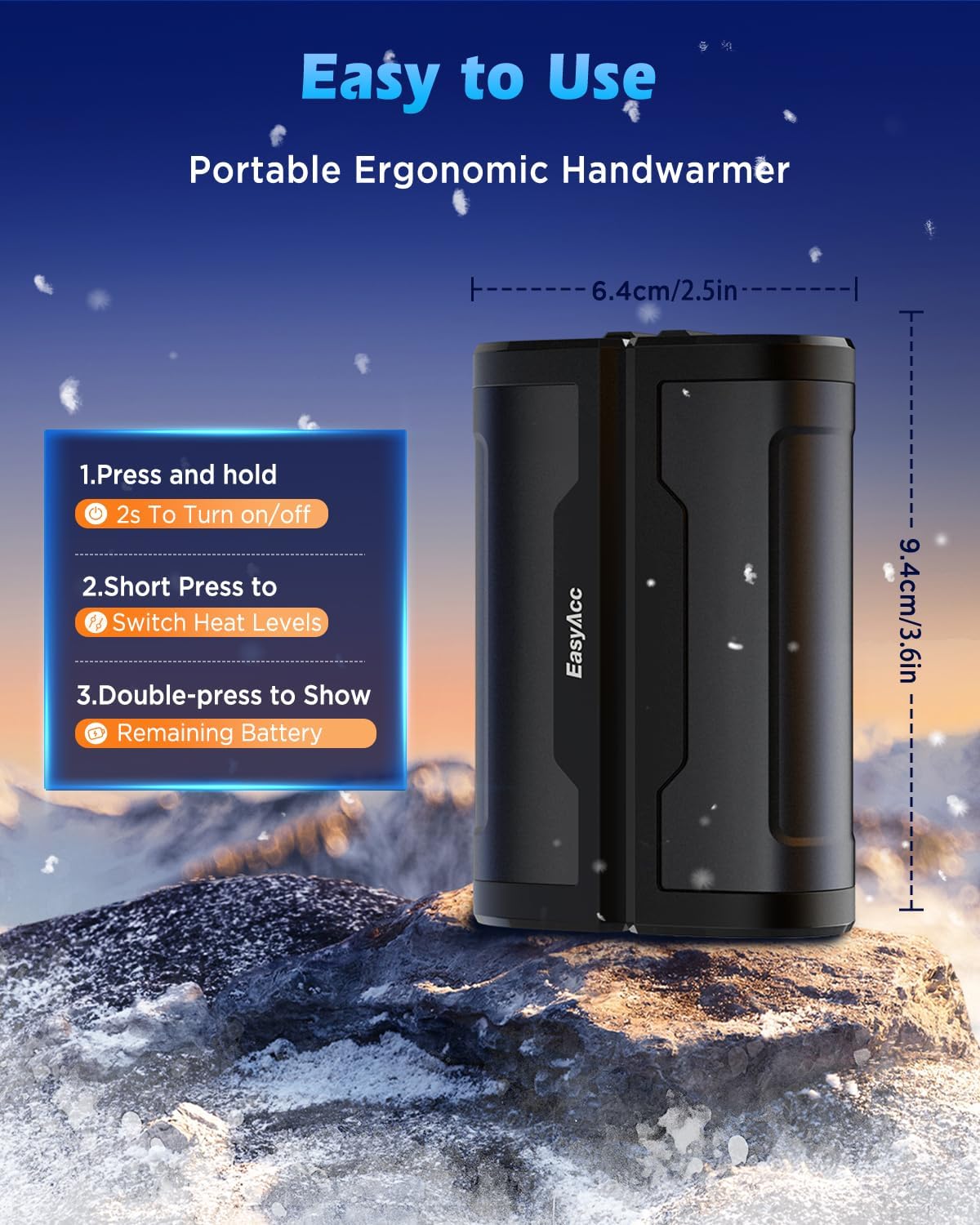 Thumbnail 4 de EasyAcc OT115 uppladdningsbar handvärmare, 10 000 mAh, magnetisk och med powerbank