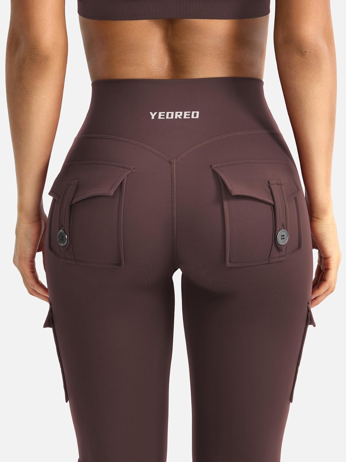 Detalle 2 de YEOREO CoreFlex flare training leggings with hidden pockets (high-waisted, no front seam) for women