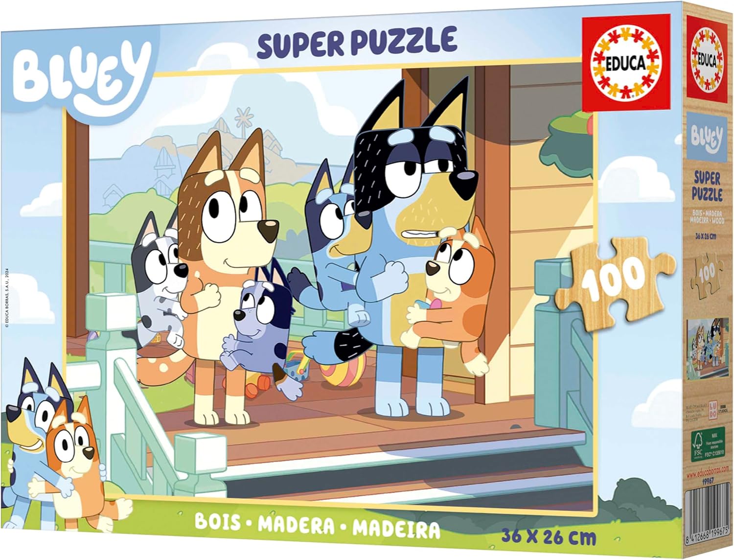 Thumbnail 3 de Puzzle en bois Educa Bluey 100 pièces (dès 6 ans) – 36 x 26 cm une fois monté