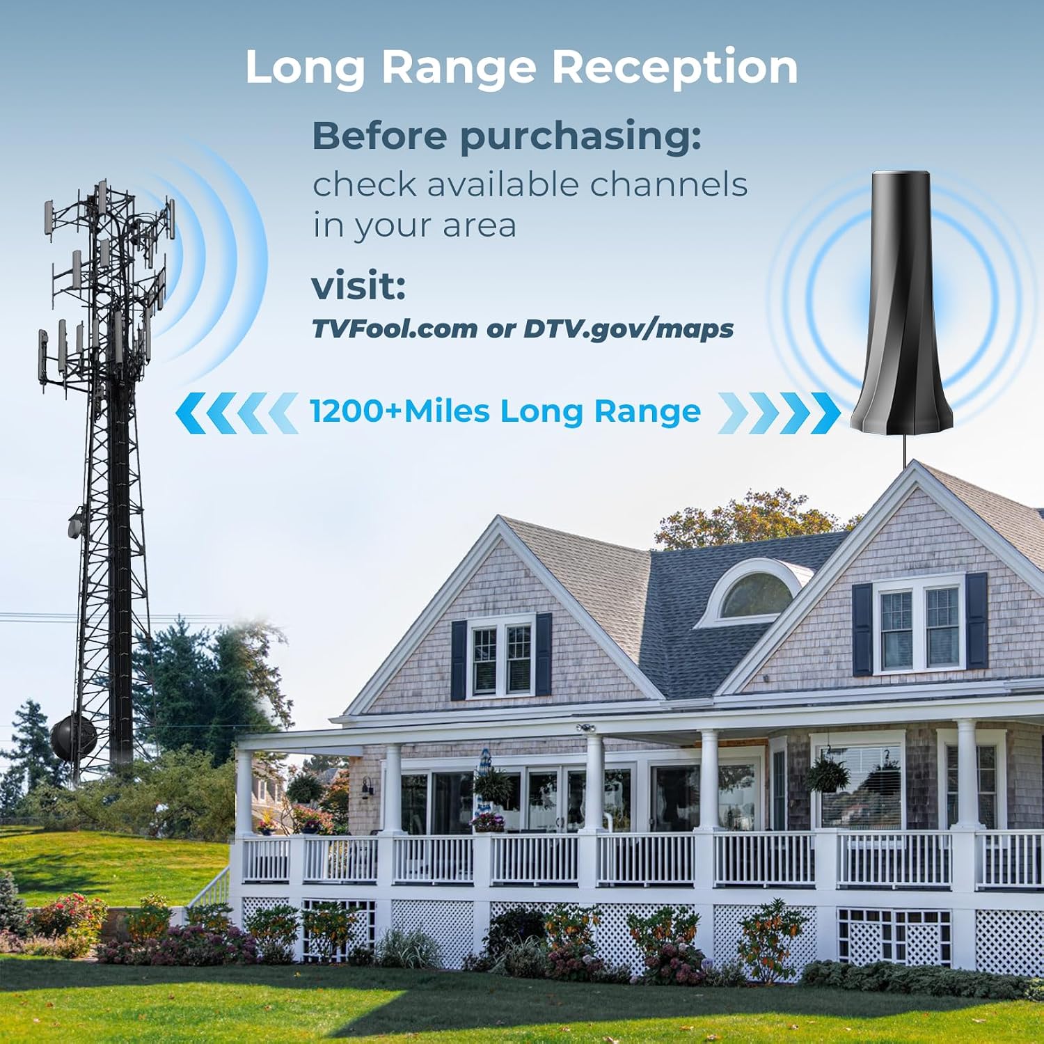 Detalle de 2026 Upgraded TV Antenna for Smart TV: 3200+ Miles Range, 360° Reception, 4K/8K Ready