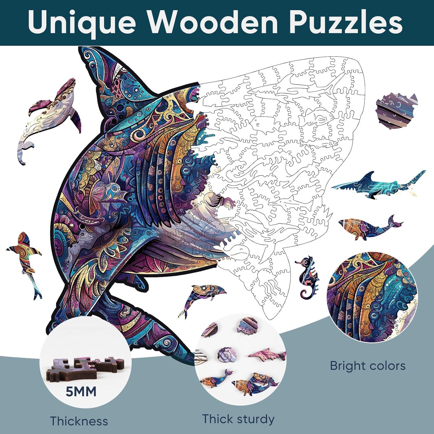 Detalle de MYS A·U·R Wooden Jigsaw Puzzle, 200 Pieces
