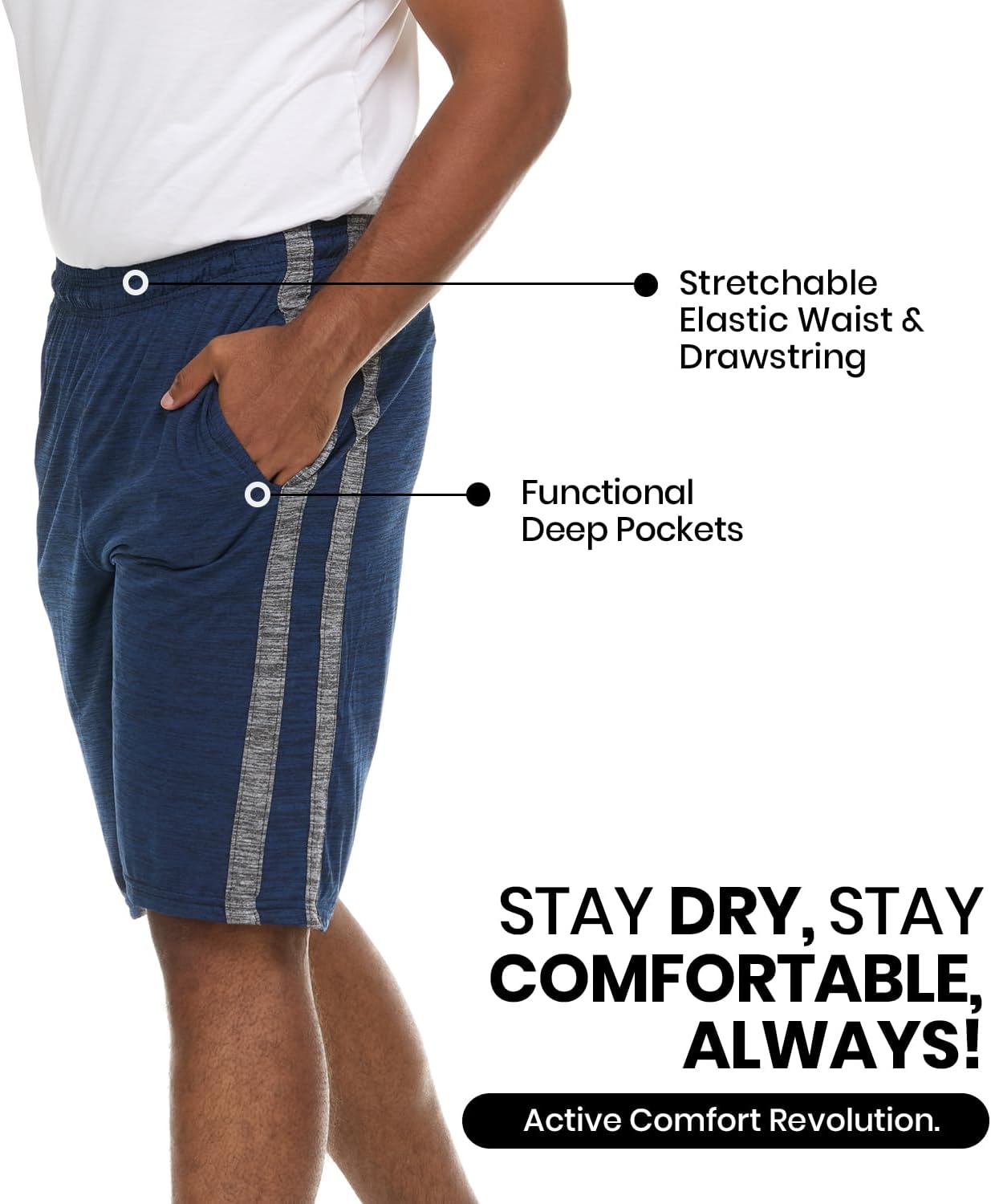 Thumbnail 2 de 5 Pack: Men's Dry-Fit Sweat Resistant Active Athletic Performance Shorts