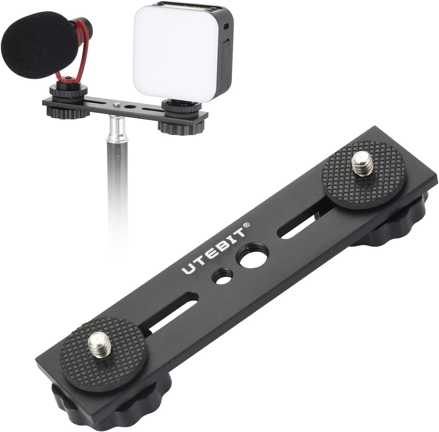 Detalle de UTEBIT 5'' Dual Flash Mount: Aluminium 12.7 cm Double Hot Shoe Rail