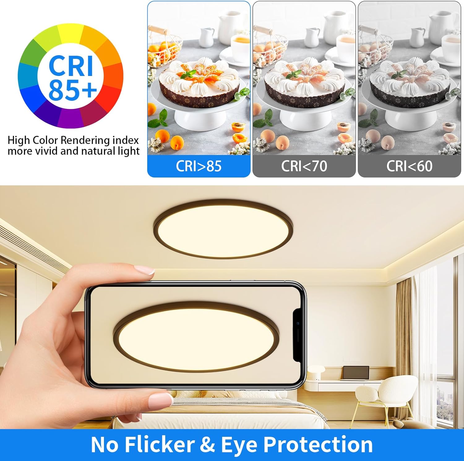 Thumbnail 3 de MOONSEA 46W LED Deckenleuchte – ultra-dünn, 3 Farbtemperaturen, Ø49 cm
