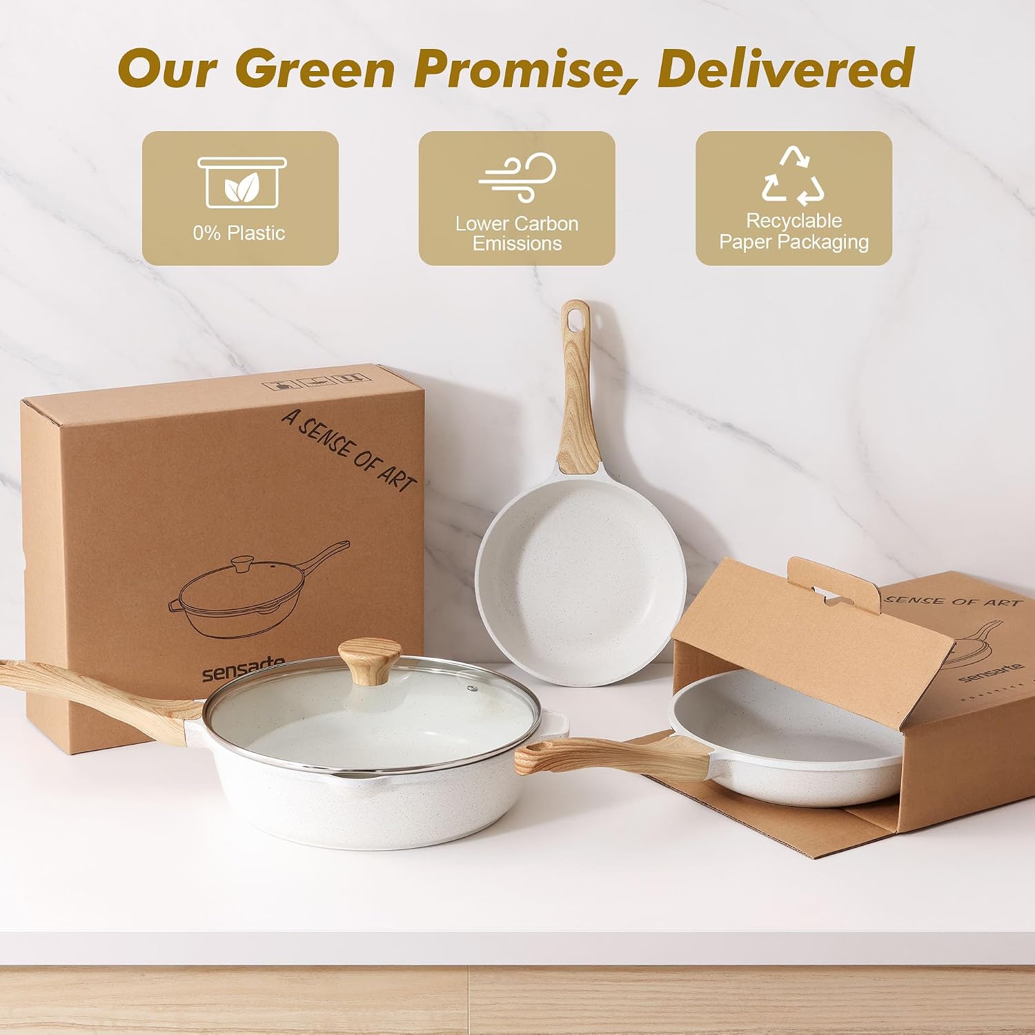 Thumbnail 6 de SENSARTE SA07 Ceramic Sauté Pan with Lid, 4.5 Qt, Induction Ready