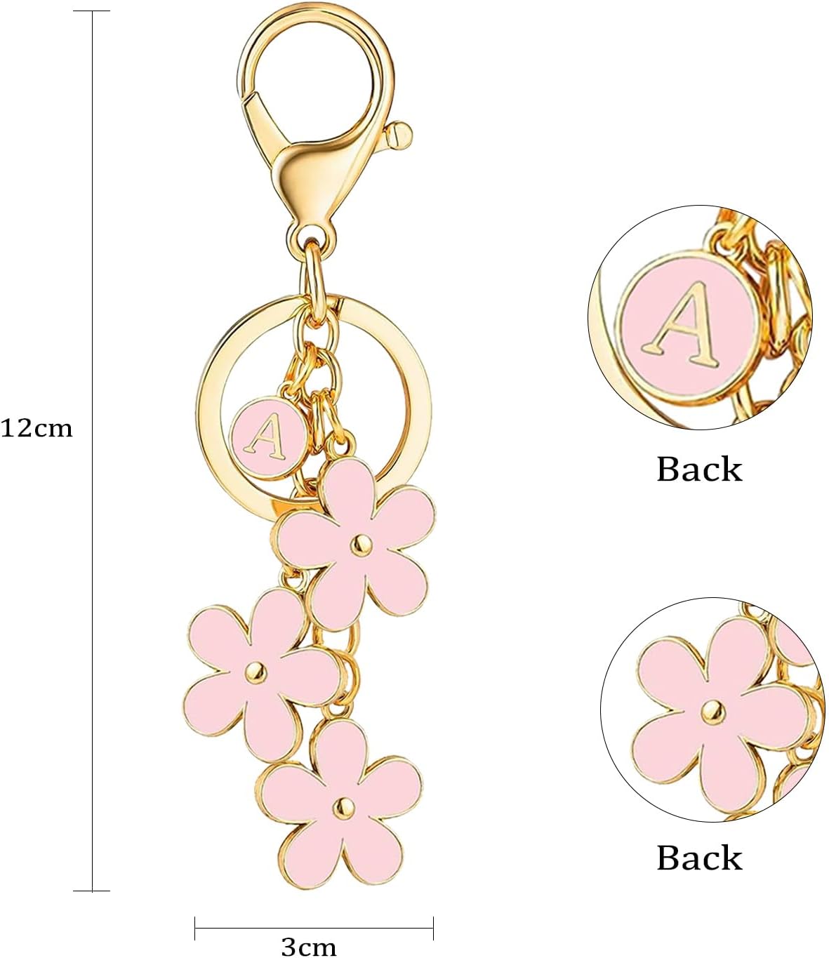 Thumbnail 1 de Tihnvk Flower Initial Keychain for Women – Pink Flower Charms with Personalised Letter