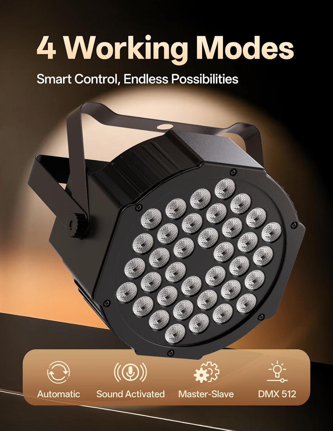 Thumbnail 3 de 36 LED Stage Lights 7 Modes RGB DJ Par Lights (10 Packs) with Sound Activated Remote and DMX Control