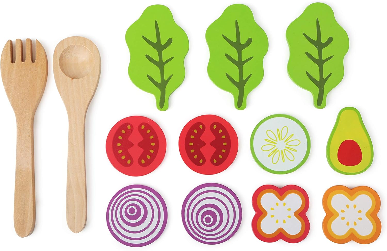 Detalle de Set per insalata in legno Small Foot 11476 con ciotola e accessori per cucina da gioco