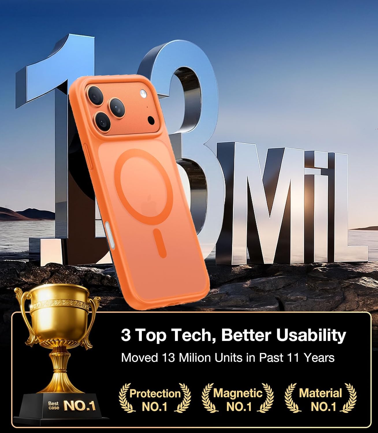 Thumbnail 1 de TORRAS for iPhone 17 Pro Case with MagSafe — 12FT Military-Grade Shockproof, Orange