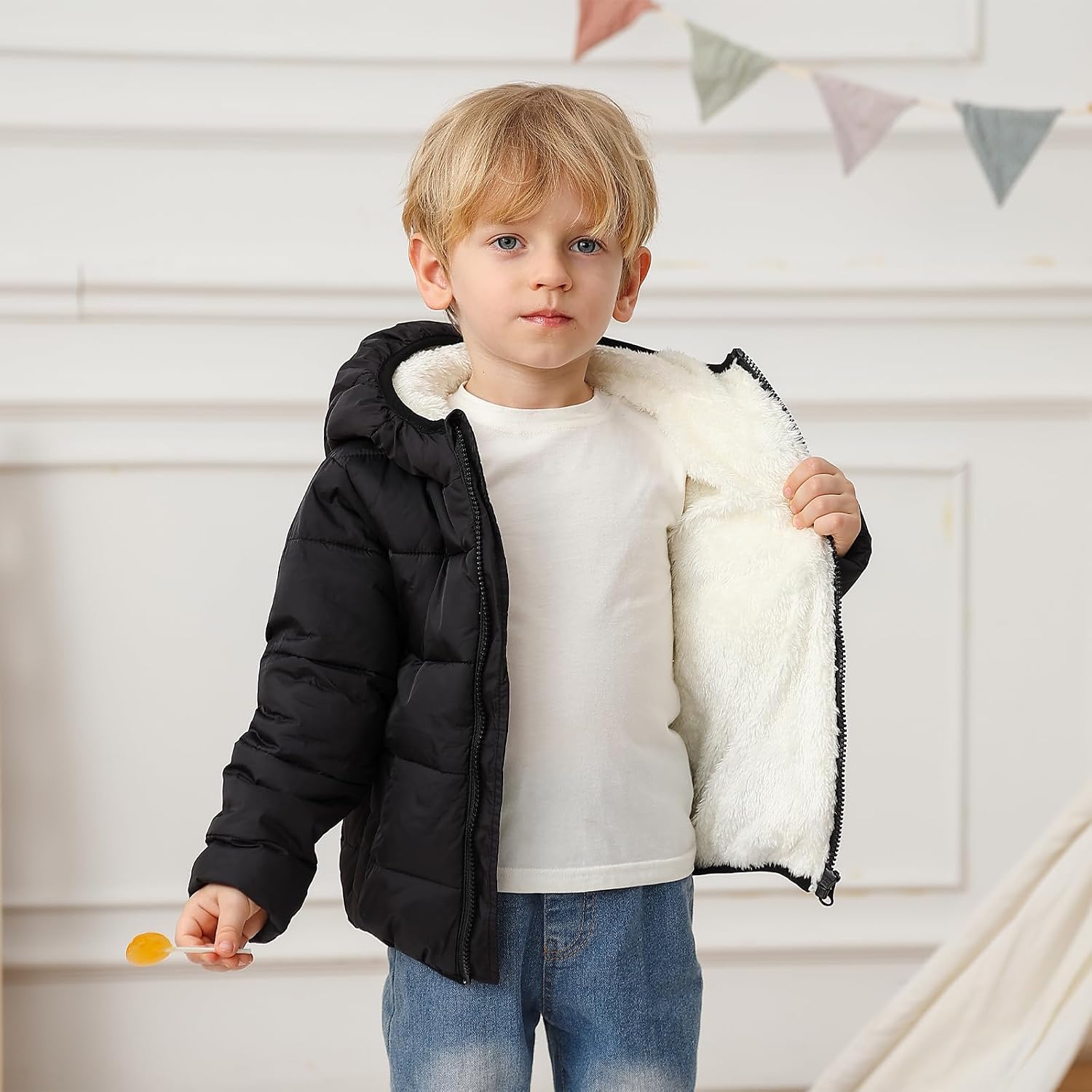 Detalle de BFUSTYLE Toddler Winter Coat Fleece-Lined
