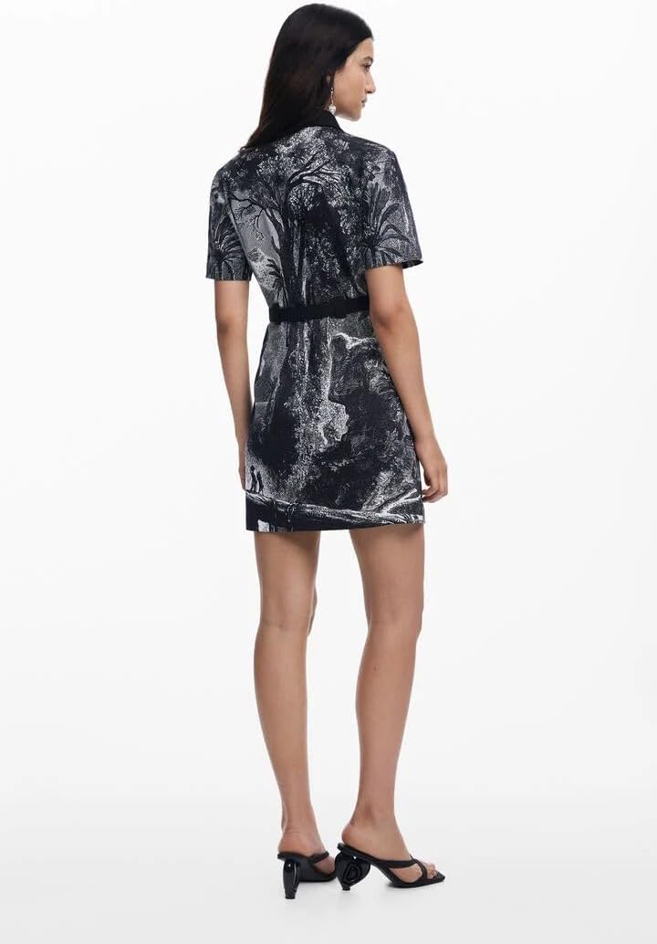 Detalle de Desigual vestito casual donna 25swvw96: stile arty, taglio corto e colletto da camicia