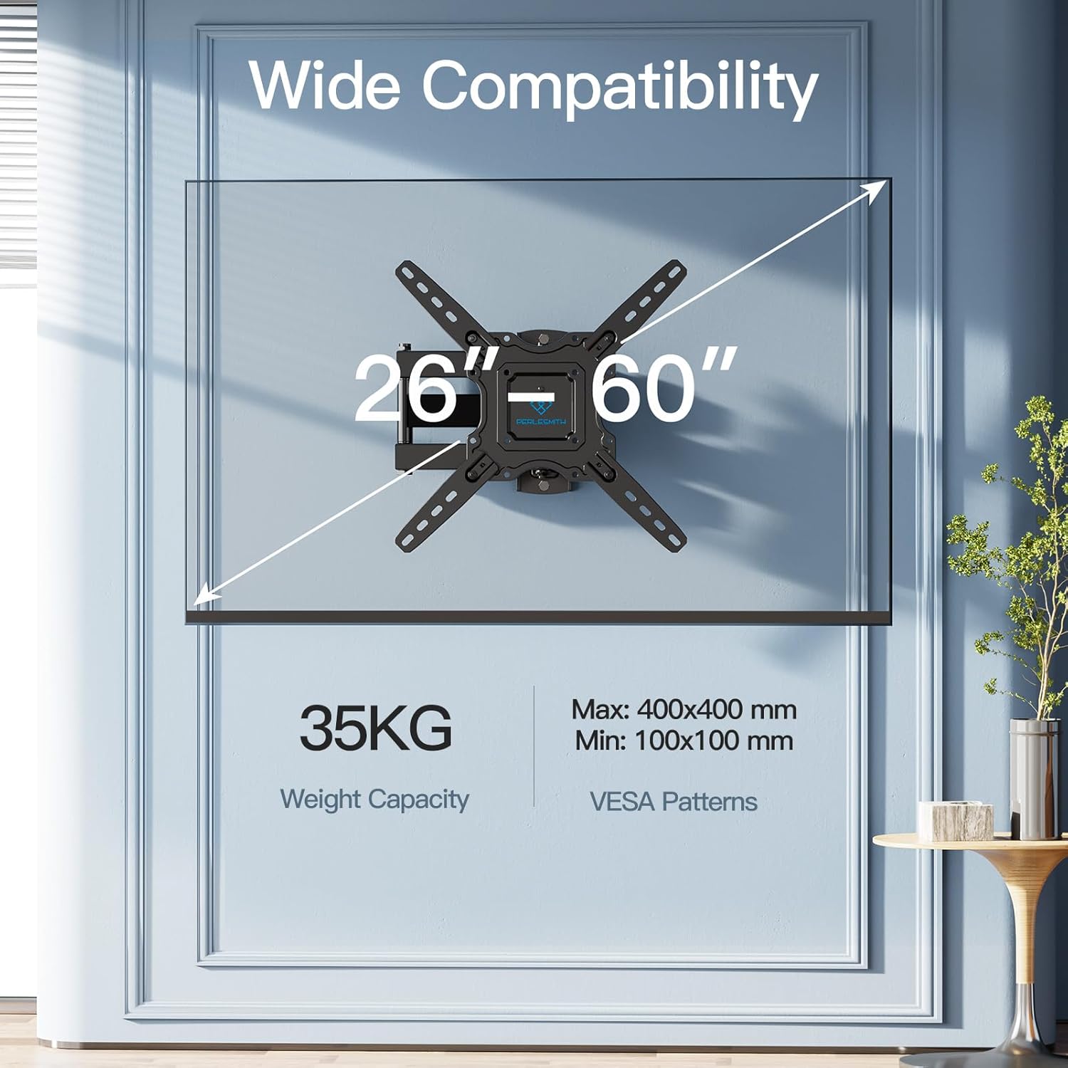 Thumbnail 1 de PERLESMITH TV Wall Bracket for 26–60 inch TVs up to 35kg — Universal, Tilt, Swivel & Extend