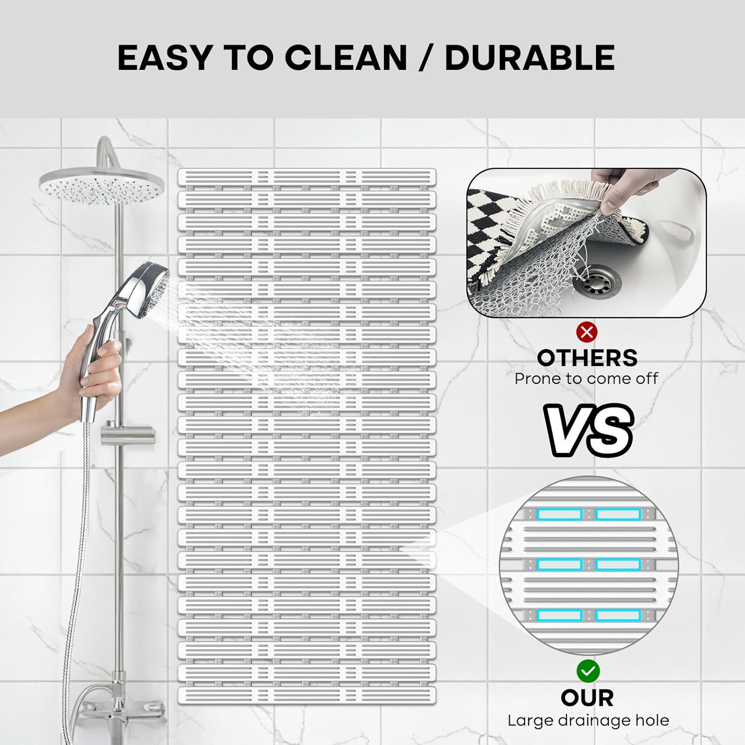 Thumbnail 6 de XIYUNTE Large Shower Mat 90x40cm non slip