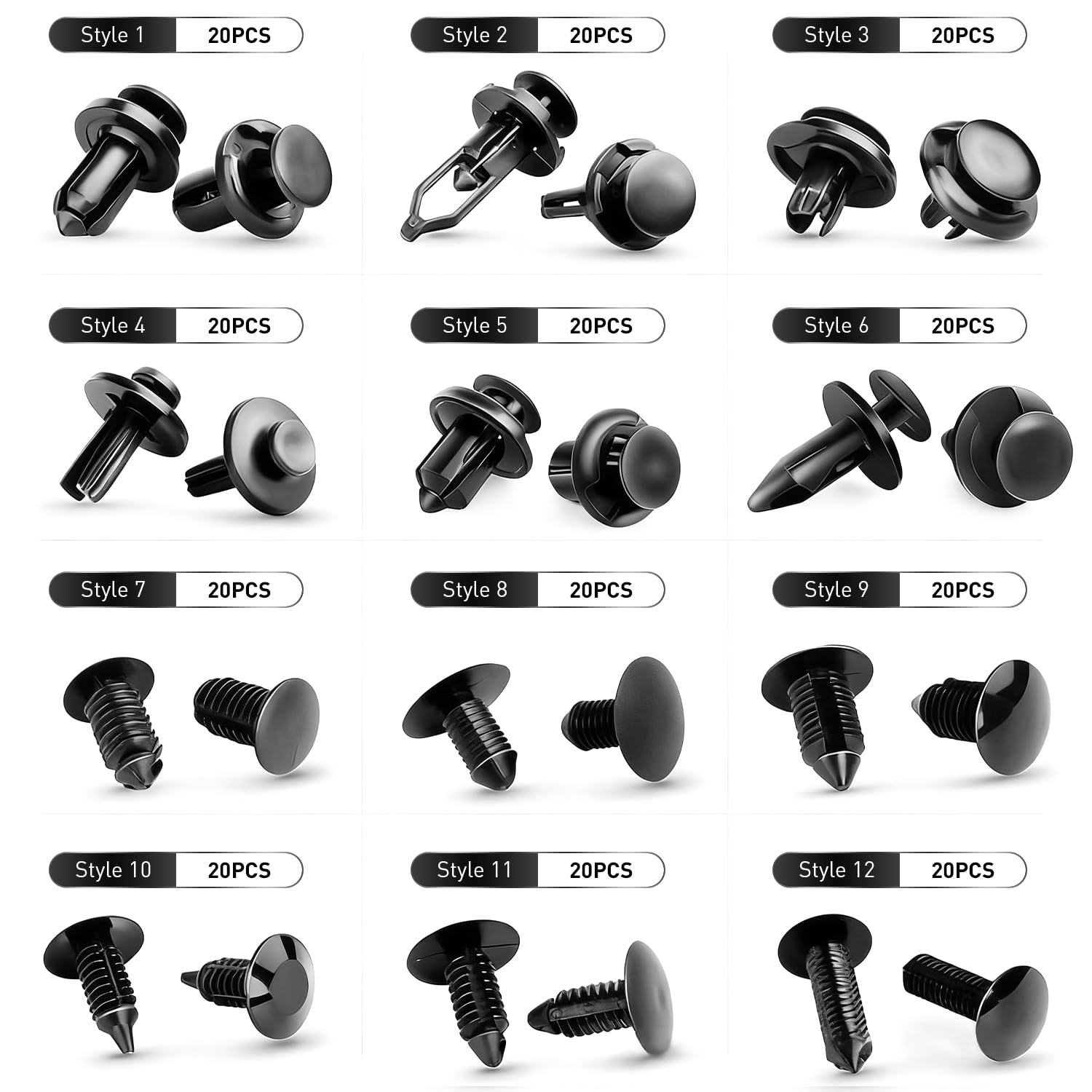 Detalle 2 de 240pcs Car Trim Clips Set (12 Types) with Trim Removal Tools for GM Ford Toyota Honda