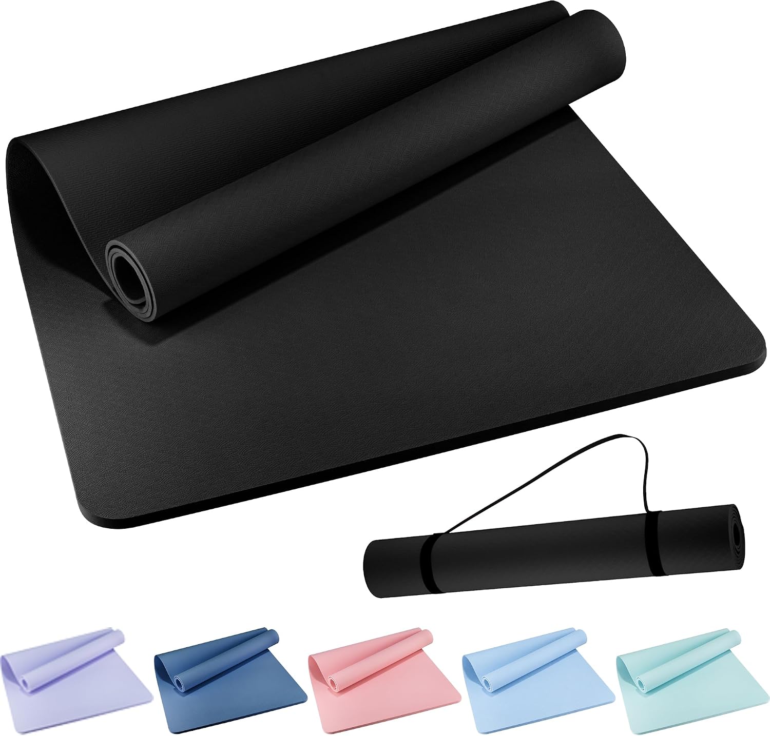 Detalle de Wimwum Extra Wide Yoga Mat, 72" x 32", 6mm TPE with Carrying Strap