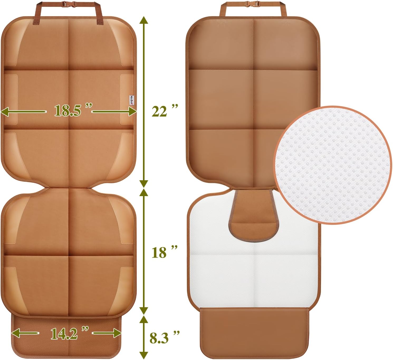 Detalle de Meolsaek Car Seat Protector Waterproof 600D Thick with Non-Slip Backing – Tan (2 pcs)